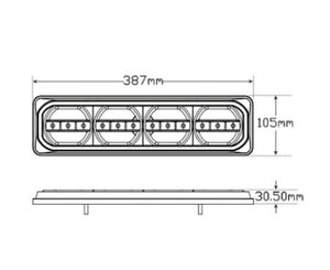 LED Autolamps CSB 385 Stop/Tail/Seq Indicator & Rev Lamps with CSB plug - Each