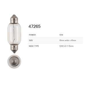 Narva 12V Festoon Globes Box of 10 - Various sizes