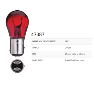 Narva BAY15d Stop/Tail Globes Box of 10 - Various types