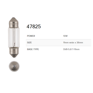 Narva 12V Festoon Globes Box of 10 - Various sizes