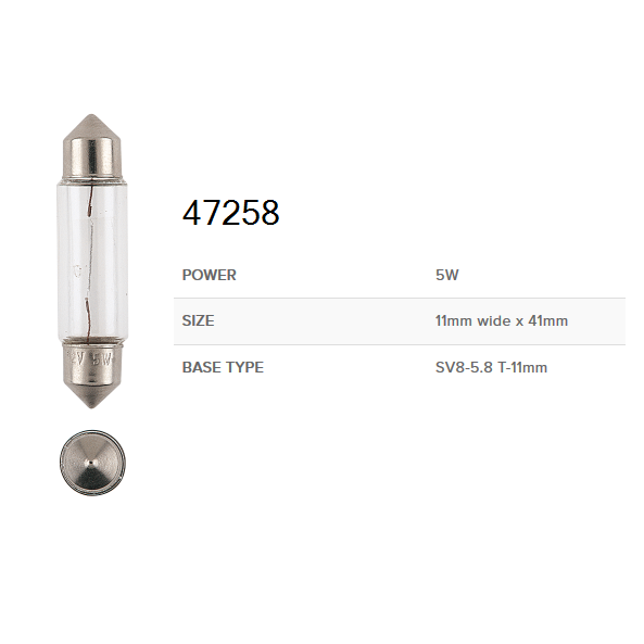 Narva 12V Festoon Globes Box of 10 Various sizes