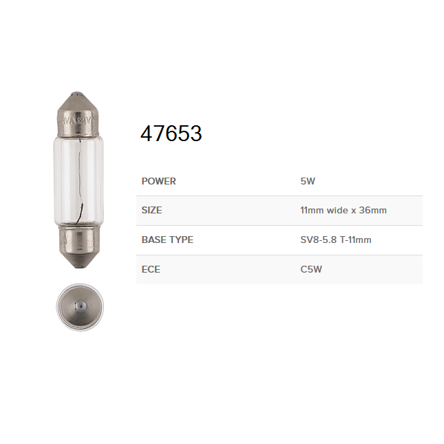 Narva 24V Festoon Globes Box of 10 Various sizes