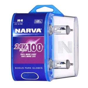 Narva H4 Plus 100 Long Life Headlight Globes - 48874BL2NA
