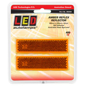 LED Autolamps 9020A Amber Stick On 90 x 20mm Reflector - Pair